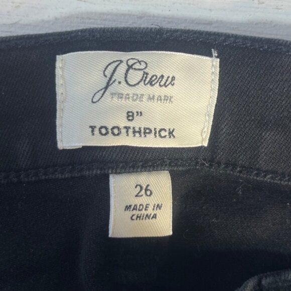 J Crew 8" Toothpick Skinny Jeans Womens Size 26 Waist Black High Rise - Picture 7 of 10